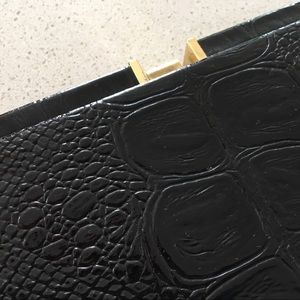 Black patent crocodile vintage clutch 1930’s